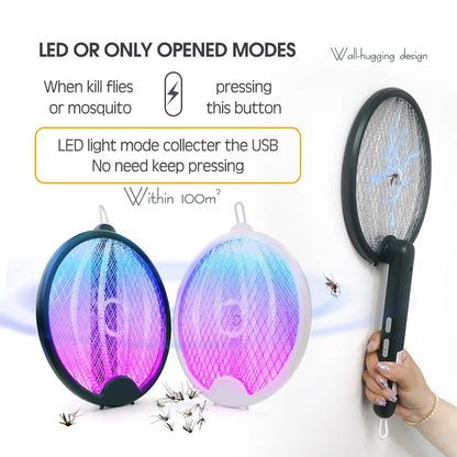 Foldable Mosquito Killer Trap | Electric Rechargeable Bug Zapper Racket