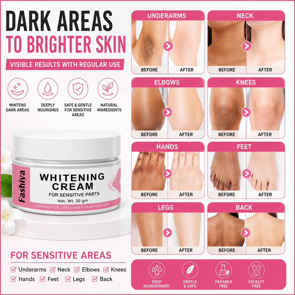 whitening cream for Private part and sensitive areas underarm 7 days result cream.
