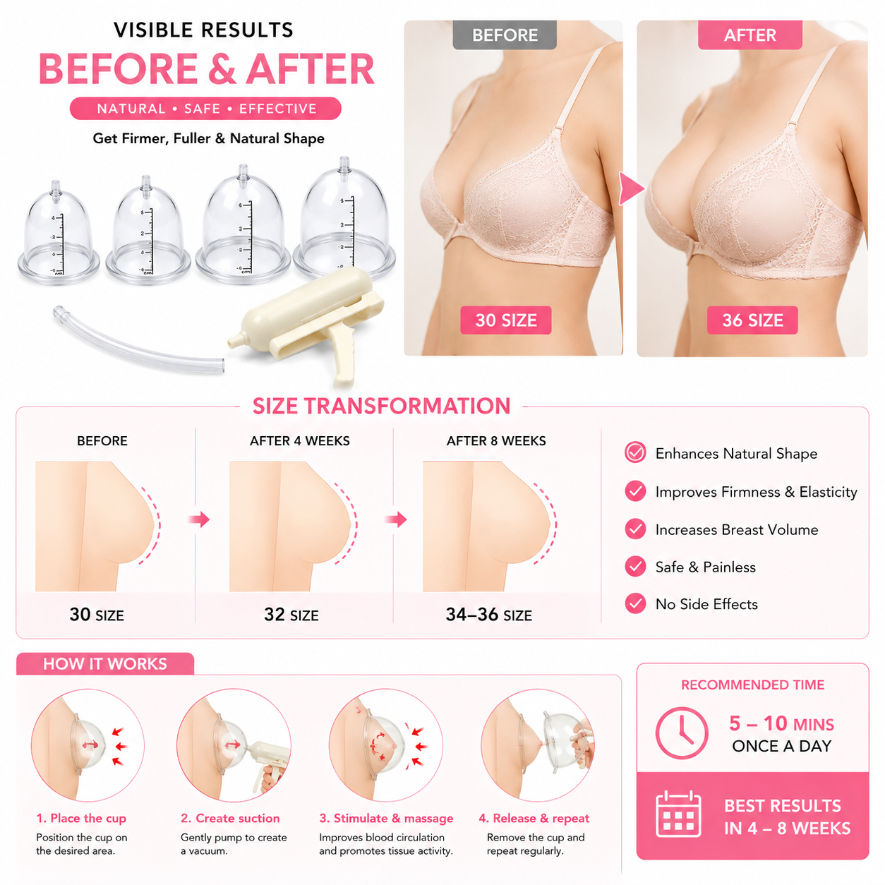 3-Size Breast Vacuum Enhancement & Massage Pump Se