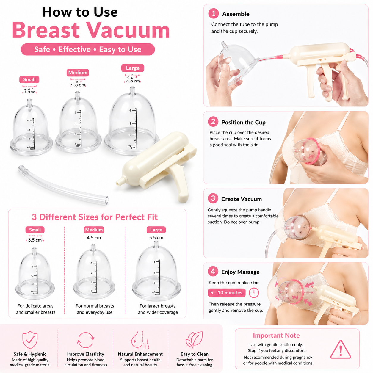 3-Size Breast Vacuum Enhancement & Massage Pump Se